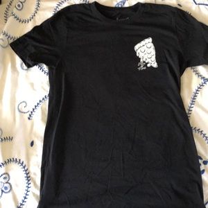 GirrlScout small black Piece of Mind pizza shirt